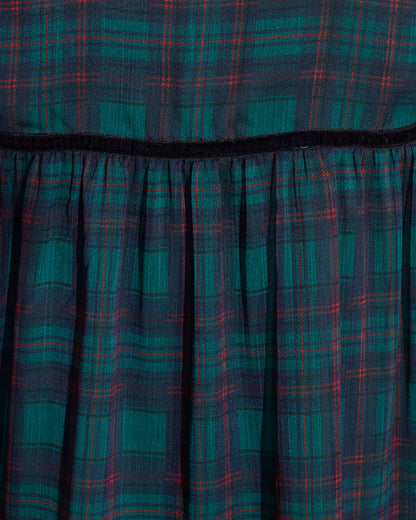 Bow Long-Sleeve Top in Evergreen Tartan Green Multi - Draper James