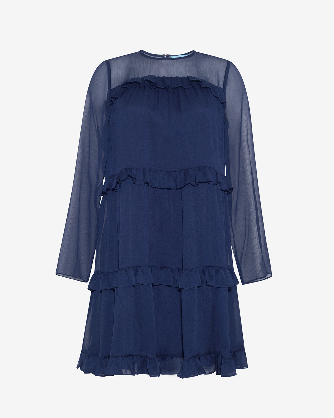 Frannie Ruffle Mini Dress in Baritone Blue Nassau Navy - Draper James