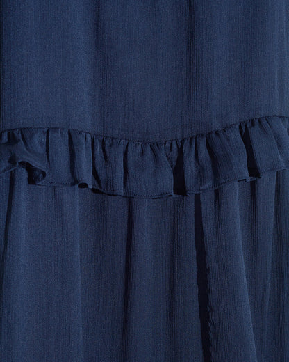 Frannie Ruffle Mini Dress in Baritone Blue Nassau Navy - Draper James