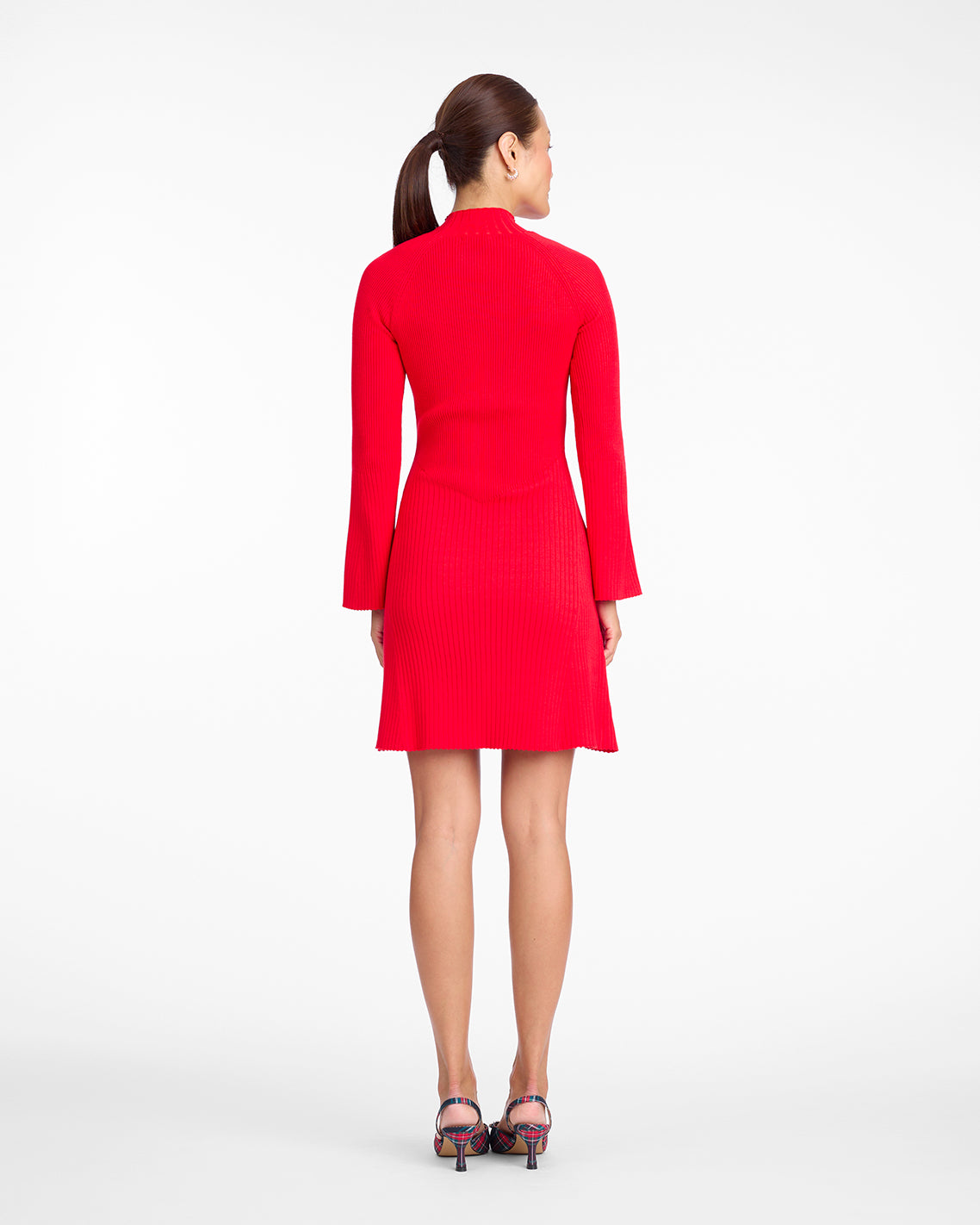 Lennox Mockneck Ribbed Knit Dress in Red Red - Draper James