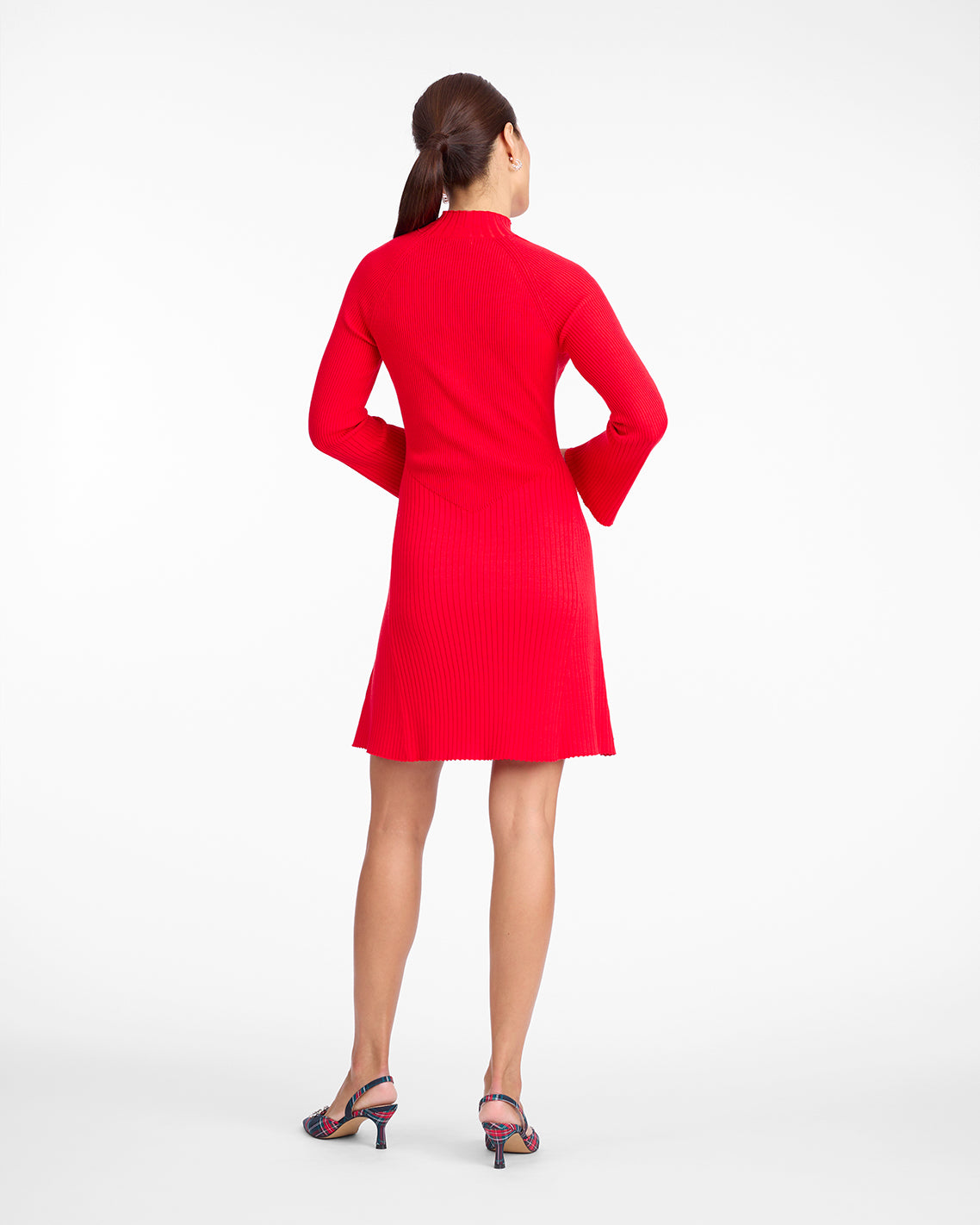 Lennox Mockneck Ribbed Knit Dress in Red Red - Draper James