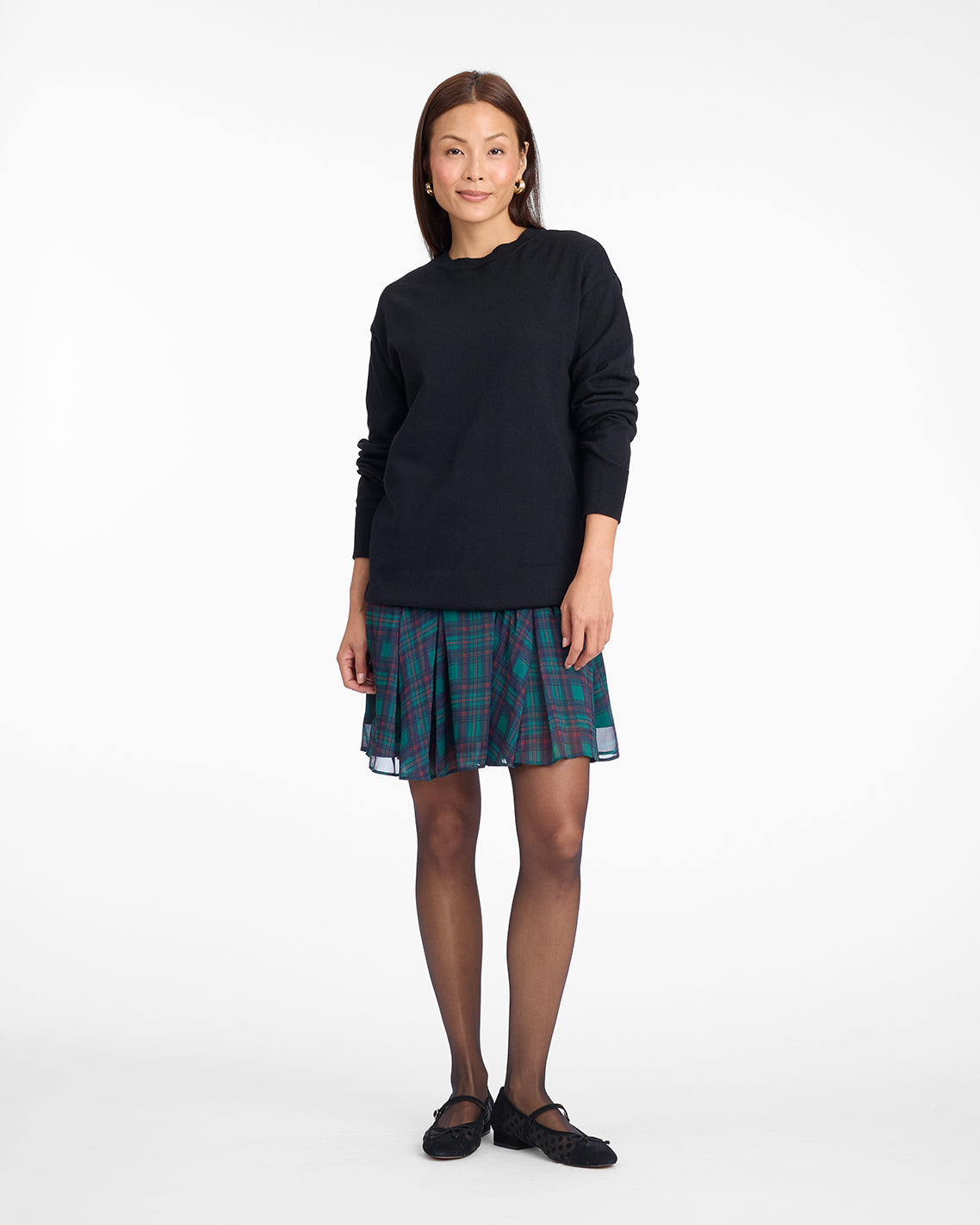 Elliot Sweater Dress in Evergreen Tartan Evergreen Tartan - Draper James