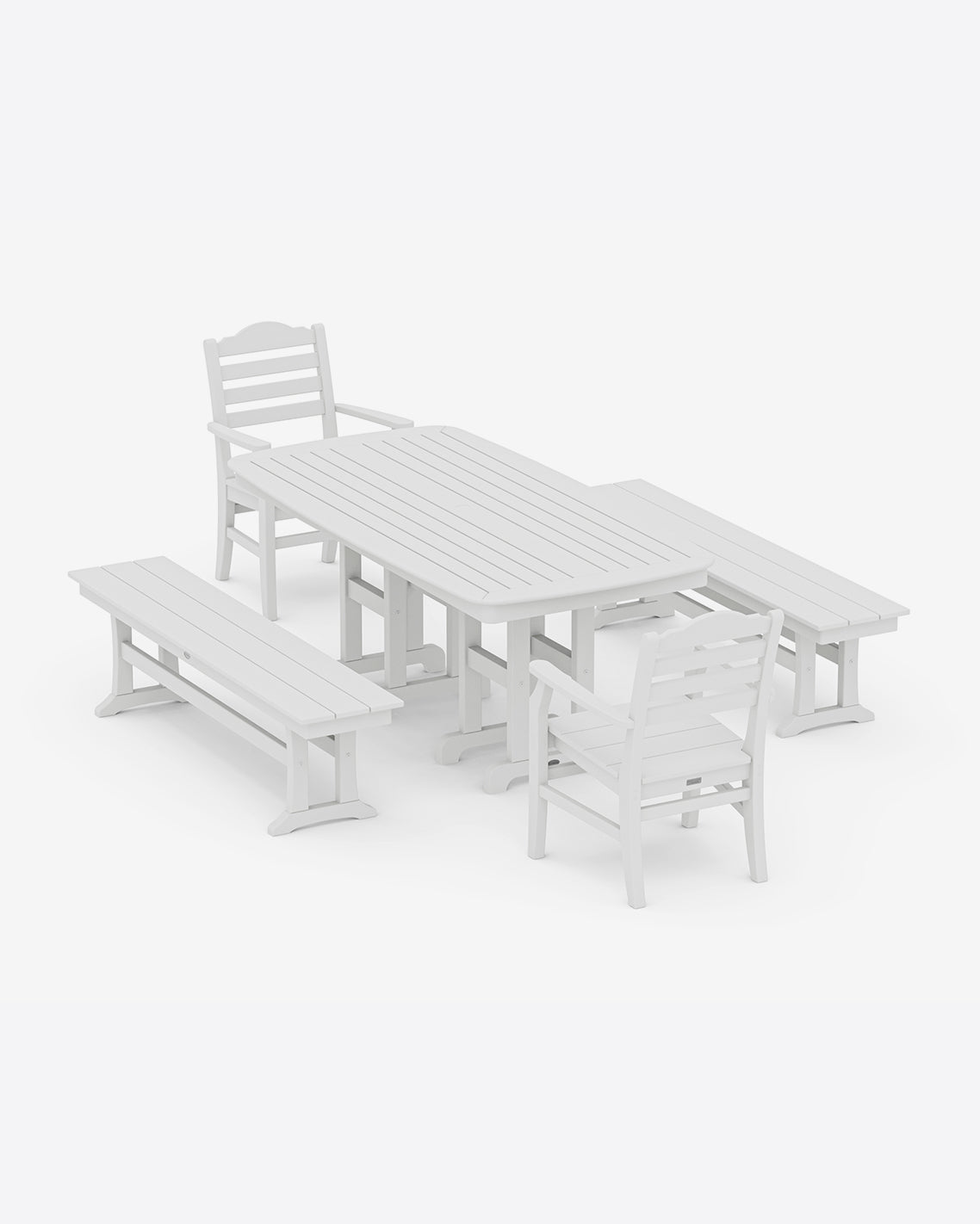 Savannah 5-Piece Dining Set with Benches in Sage White - Draper James