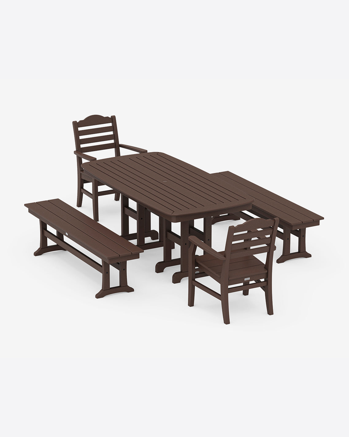 Savannah 5-Piece Dining Set with Benches in Teal Mahogany - Draper James