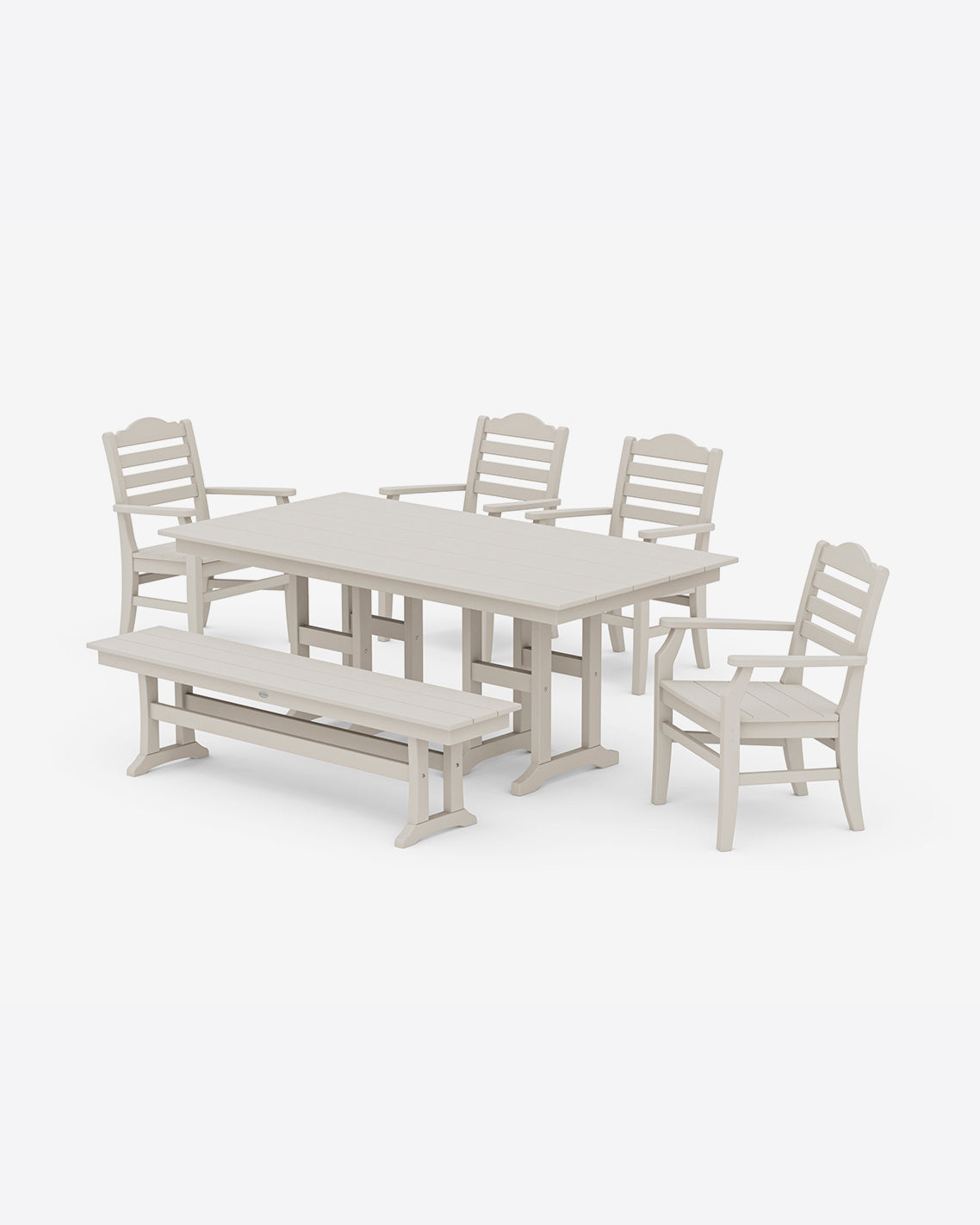 Savannah 6-Piece Farmhouse Dining Set with Bench in Natural Sand - Draper James