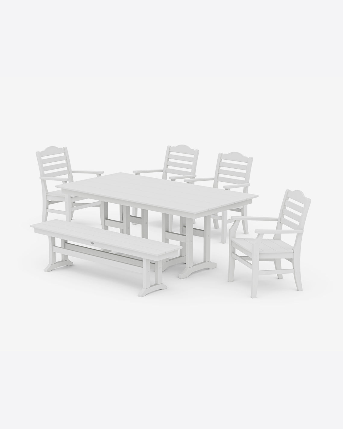 Savannah 6-Piece Farmhouse Dining Set with Bench in Sage White - Draper James
