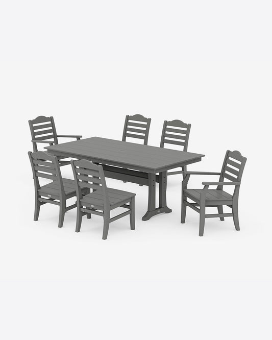 Savannah 7-Piece Farmhouse Dining Set with Trestle Legs Slate Grey - Draper James