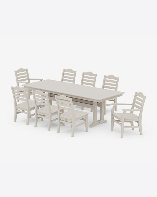 Savannah 9-Piece Farmhouse Dining Set with Trestle Legs Sand - Draper James