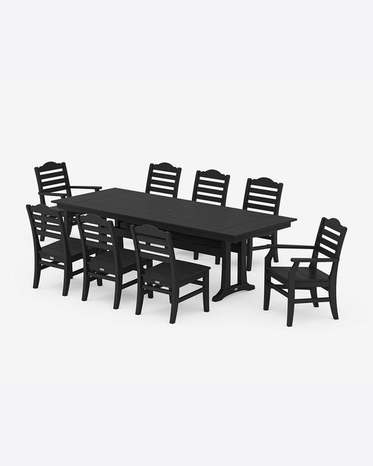 Savannah 9-Piece Farmhouse Dining Set with Trestle Legs Black - Draper James