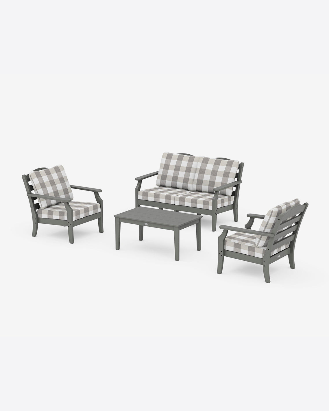 Savannah 4-Piece Deep Seating Set with Loveseat in Buffalo Plaid Slate Grey - Draper James