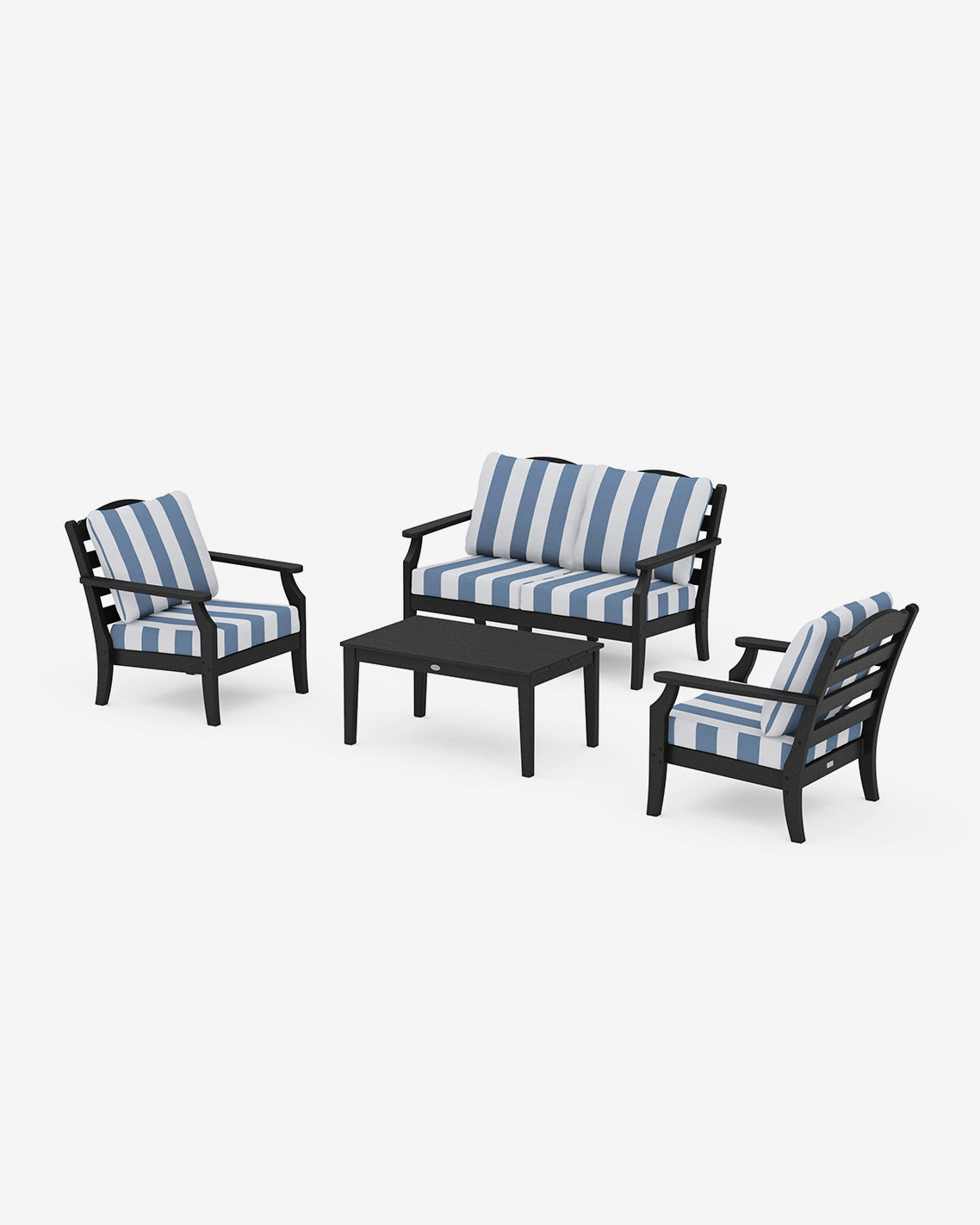 Savannah 4-Piece Deep Seating Set with Loveseat in Cabana Stripe Black - Draper James