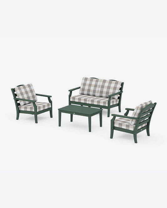 Savannah 4-Piece Deep Seating Set with Loveseat in Buffalo Plaid Forest - Draper James