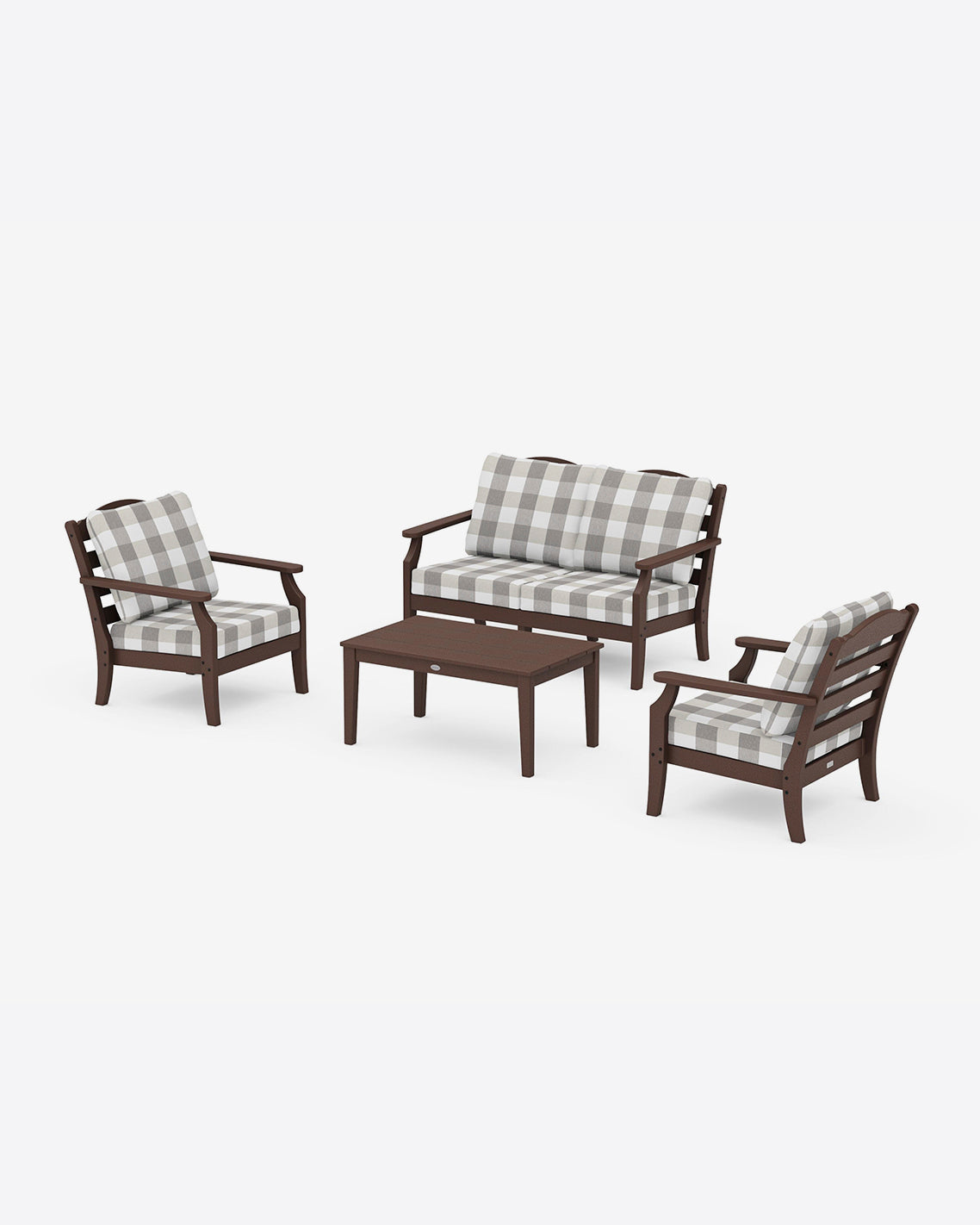 Savannah 4-Piece Deep Seating Set with Loveseat in Buffalo Plaid Mahogany - Draper James