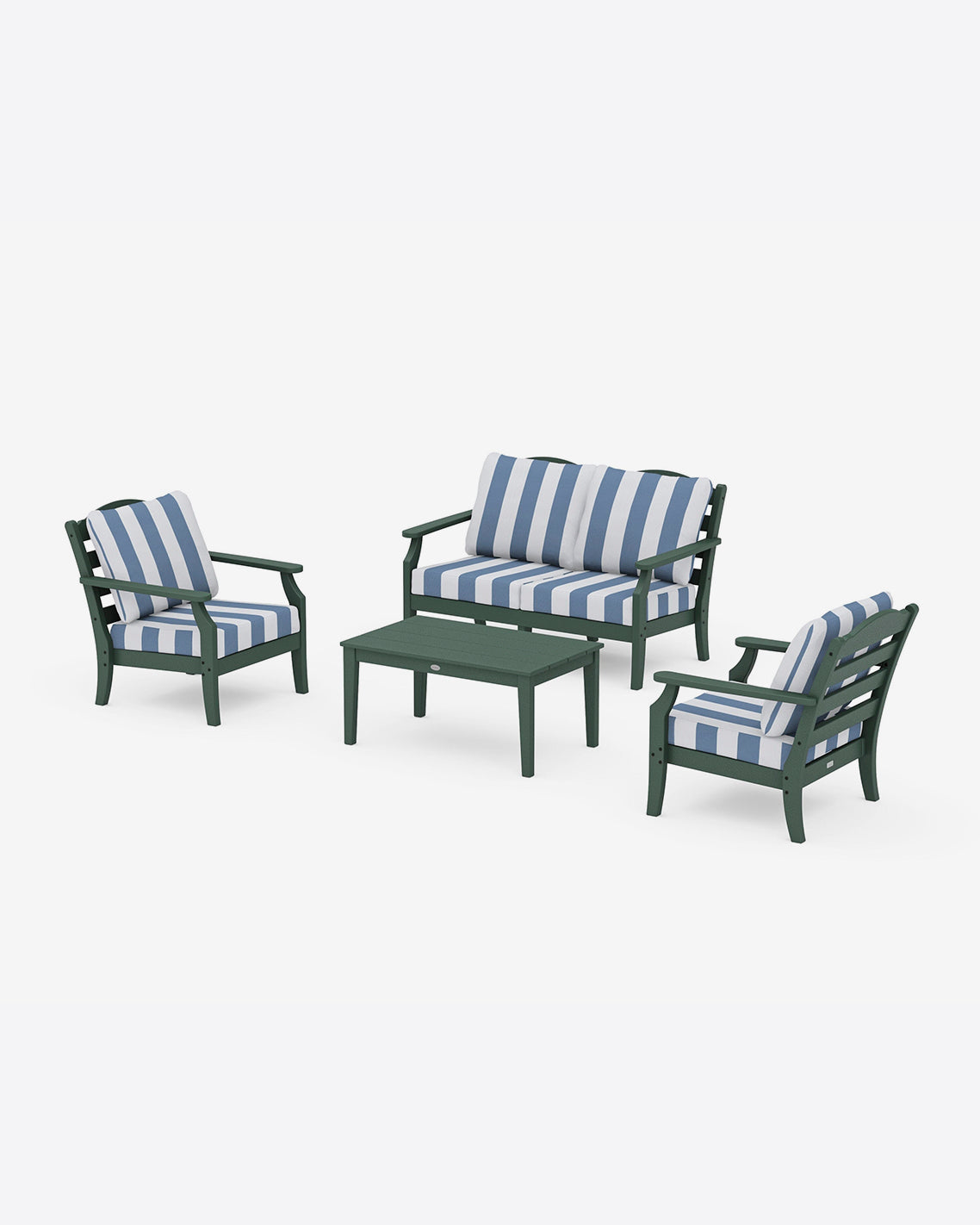 Savannah 4-Piece Deep Seating Set with Loveseat in Cabana Stripe Forest - Draper James