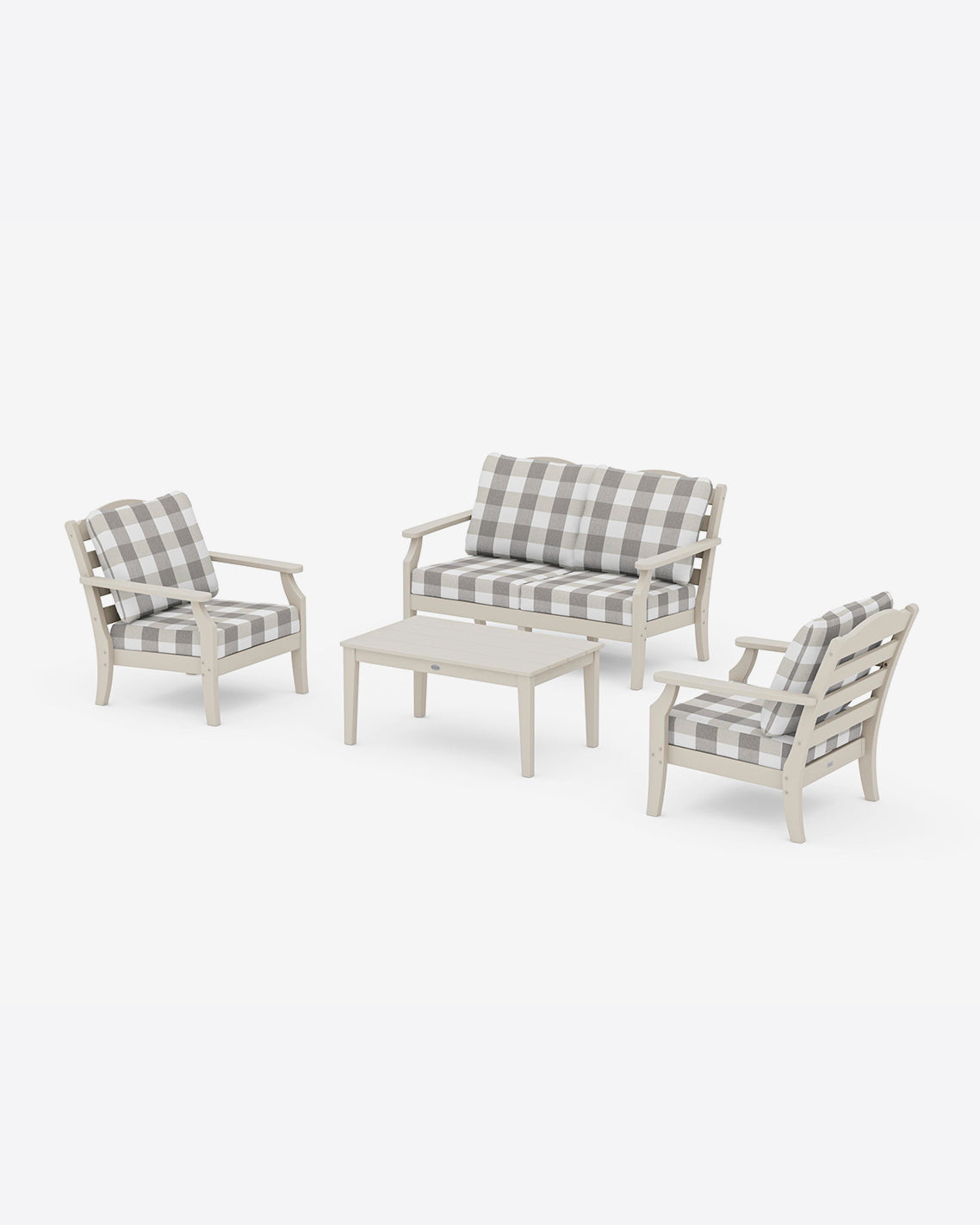 Savannah 4-Piece Deep Seating Set with Loveseat in Buffalo Plaid Sand - Draper James