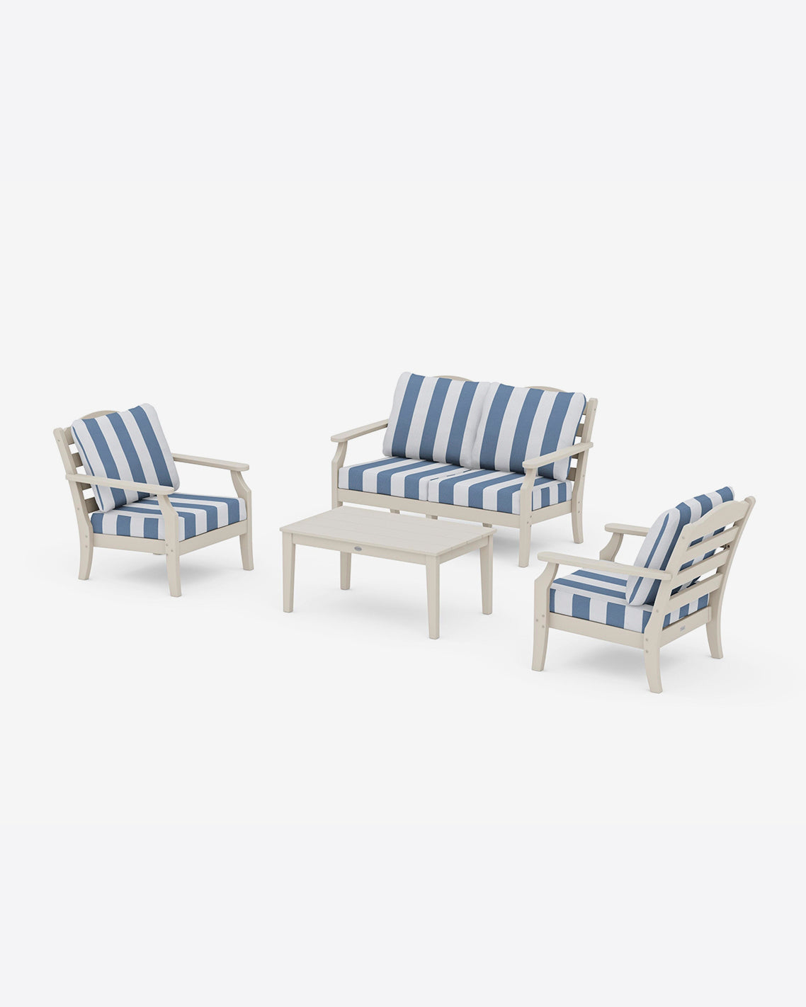 Savannah 4-Piece Deep Seating Set with Loveseat in Cabana Stripe Sand - Draper James