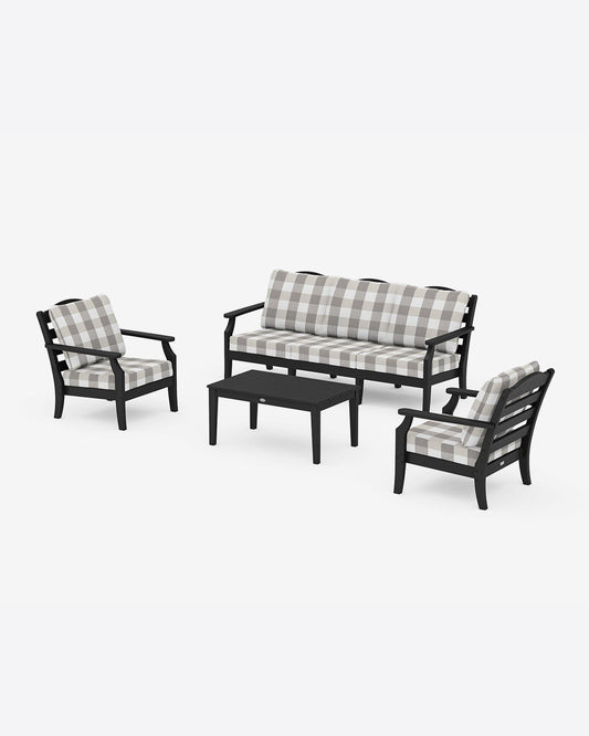 Savannah 4-Piece Deep Seating Set with Sofa in Buffalo Plaid Black - Draper James
