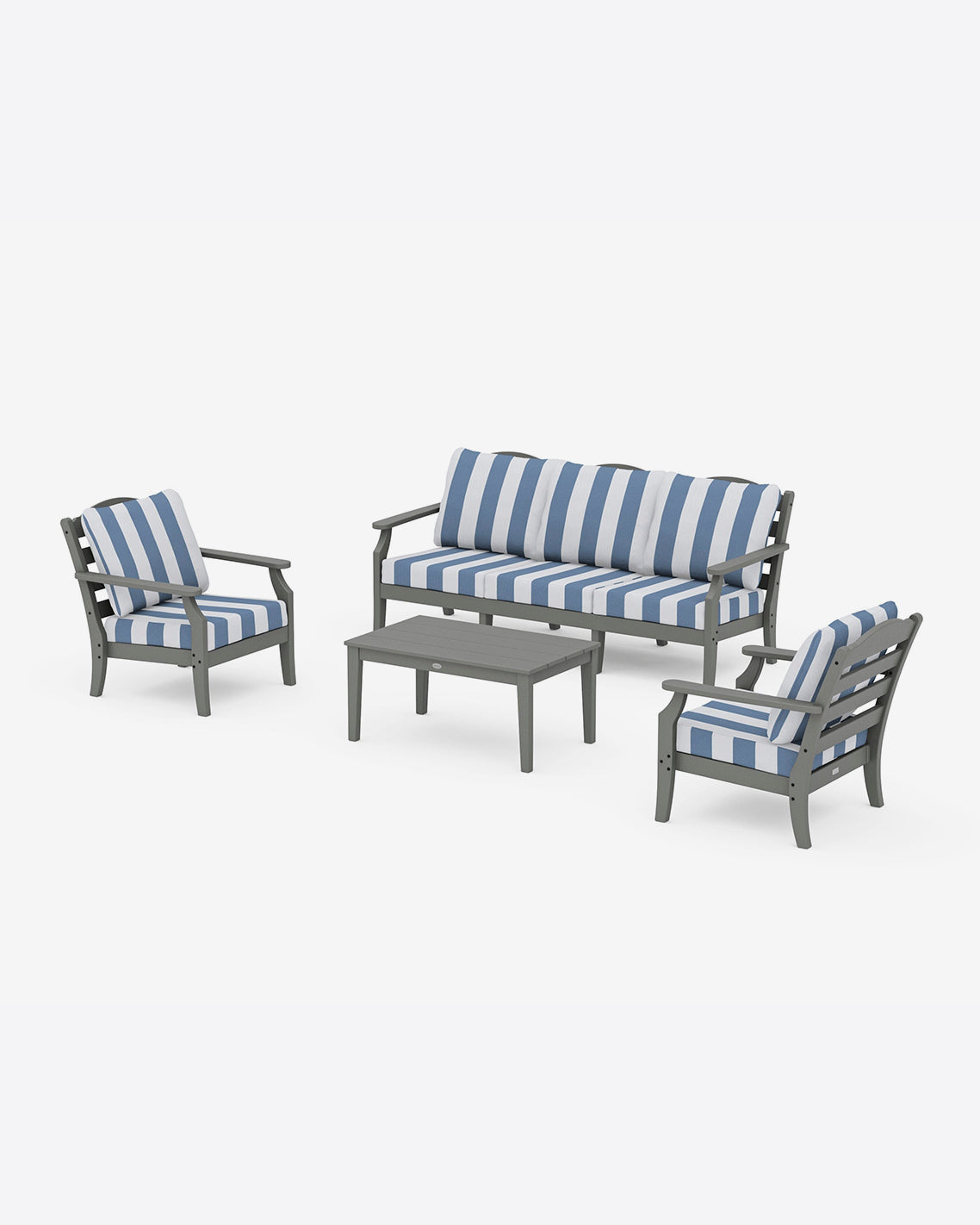 Savannah 4-Piece Deep Seating Set with Sofa in Cabana Stripe Slate Grey - Draper James