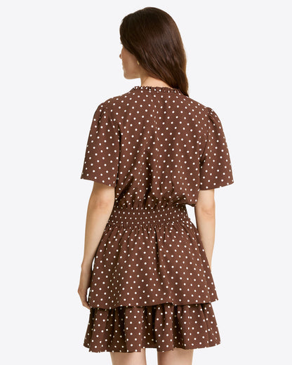 Alana Tiered Dress in Matte Satin Brown - Draper James