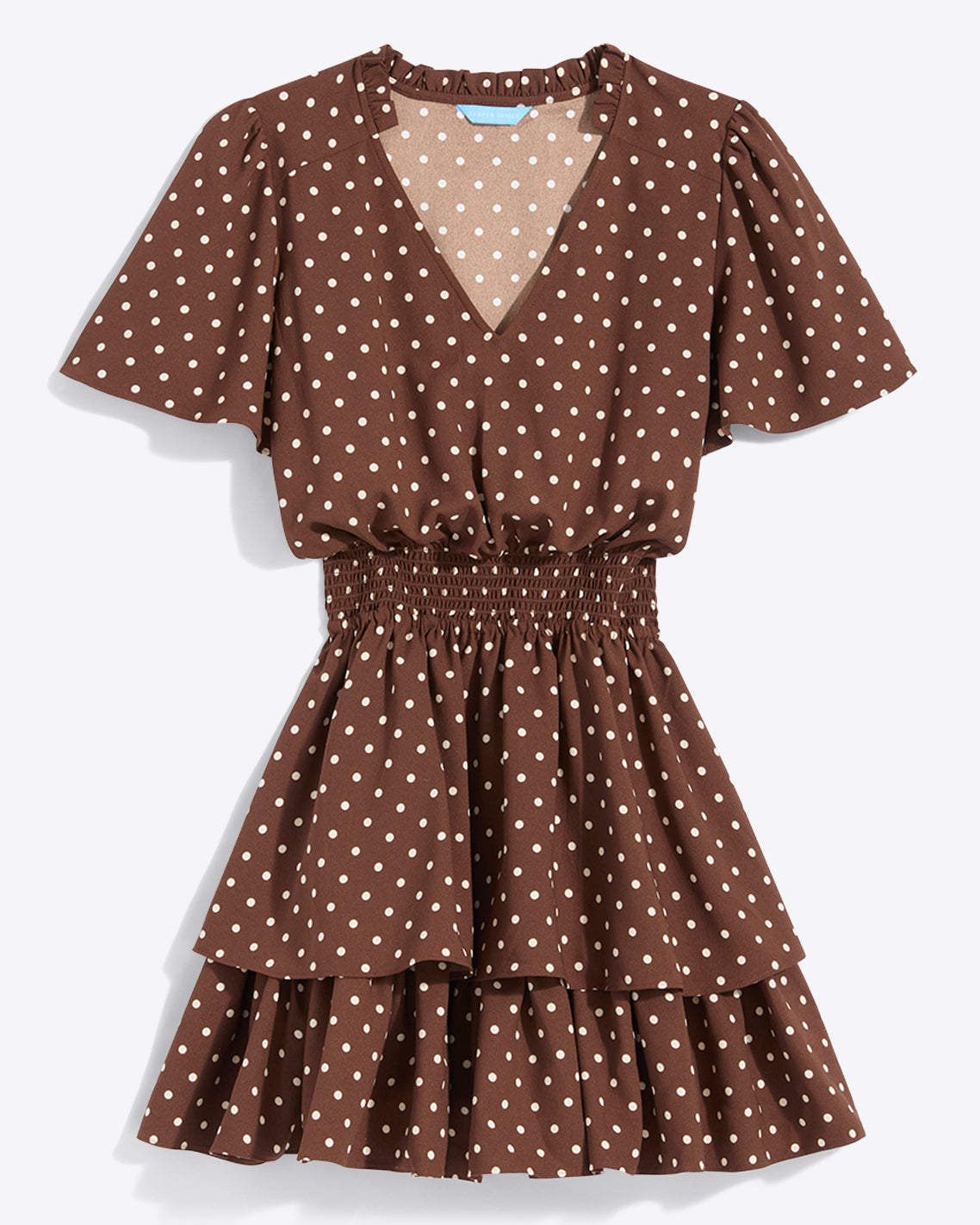 Alana Tiered Dress in Matte Satin Brown - Draper James
