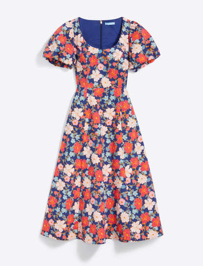 Julianne Midi Dress in Stretch Poplin Blooming Peony - Draper James