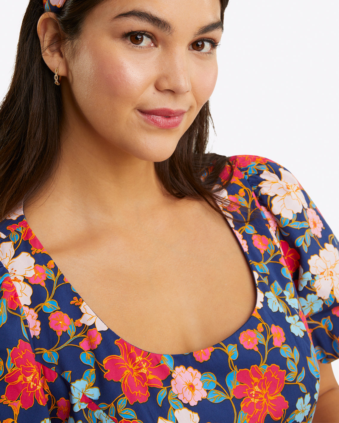 Julianne Midi Dress in Stretch Poplin Blooming Peony - Draper James