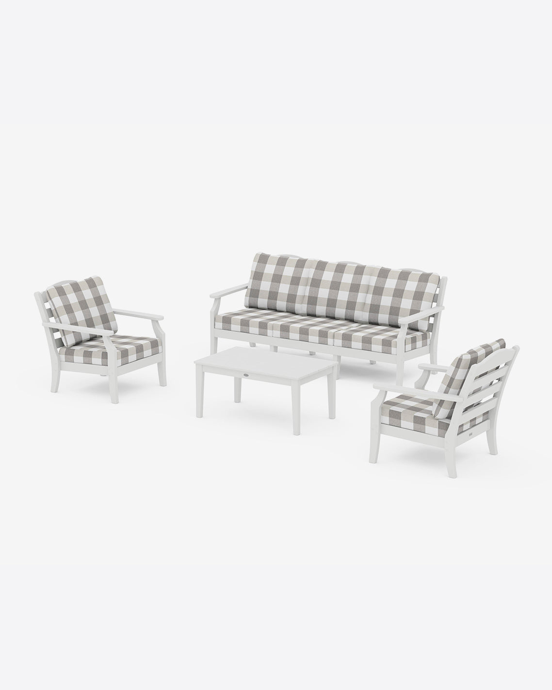 Savannah 4-Piece Deep Seating Set with Sofa in Buffalo Plaid White - Draper James