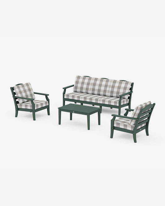 Savannah 4-Piece Deep Seating Set with Sofa Bufflo Plaid Forest - Draper James