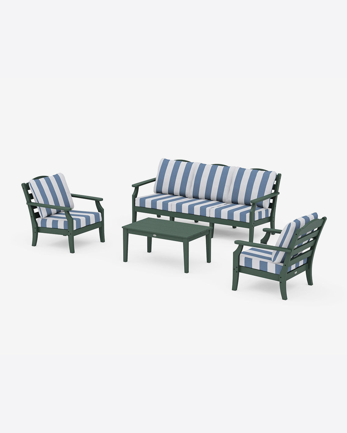 Savannah 4-Piece Deep Seating Set with Sofa in Cabana Stripe Forest - Draper James