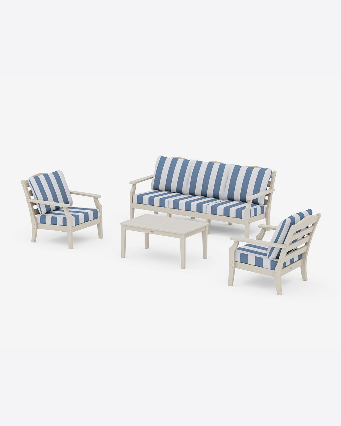 Savannah 4-Piece Deep Seating Set with Sofa in Cabana Stripe Sand - Draper James