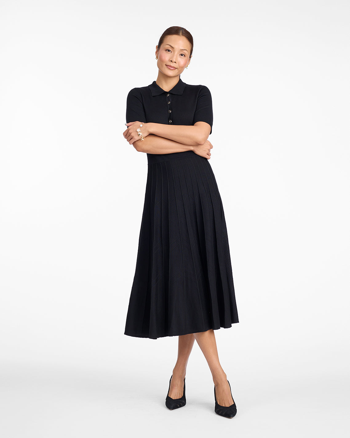 Collared Midi Dress Black - Draper James